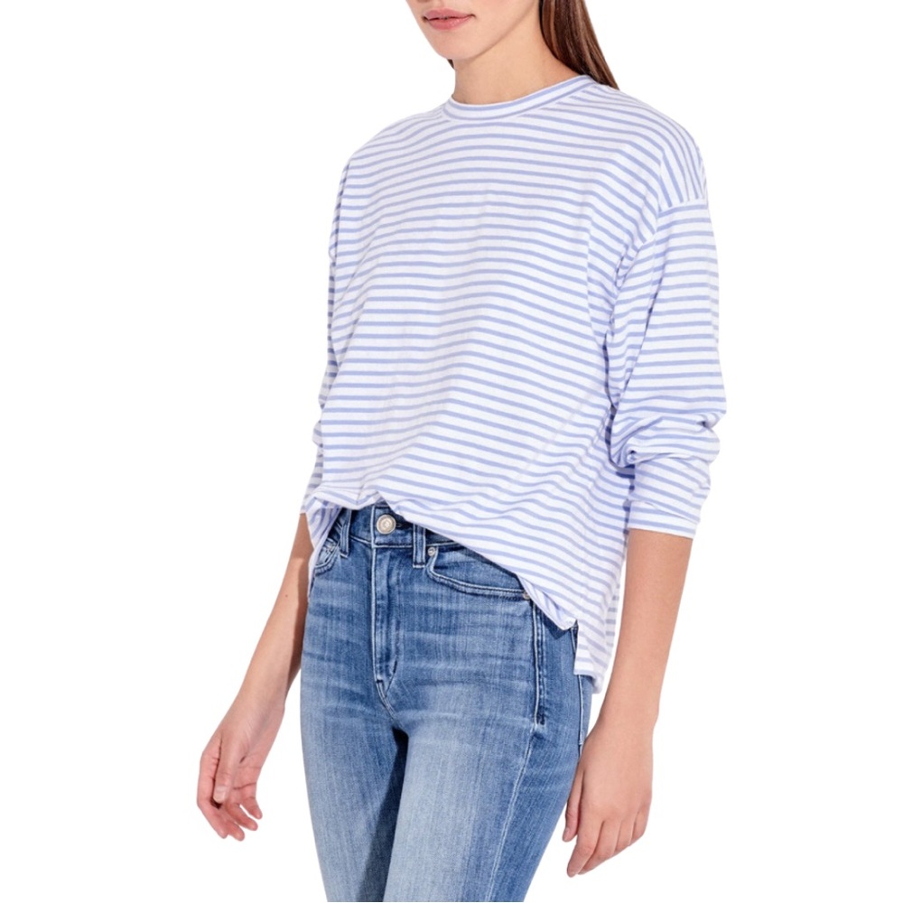 AYR Blue and White Striped Long Sleeve Tee